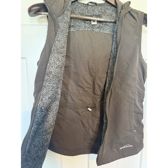 Eddie Bauer Hooded Vest Women's Medium Brown Hiking Camping Gorpcore - Picture 4 of 8